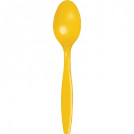 24 CUILLÈRES EN PLASTIQUE DE QUALITÉ SUPÉRIEURE JAUNE BUS SCOLAIRE