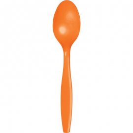 24 CUILLÈRES EN PLASTIQUE DE QUALITÉ SUPÉRIEURE, ORANGE SOLEIL