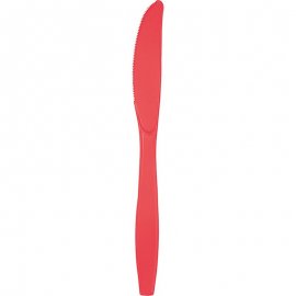 24 COUTEAUX EN PLASTIQUE CORAIL DE QUALITÉ SUPÉRIEURE