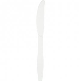 24 COUTEAUX EN PLASTIQUE BLANC DE QUALITÉ SUPÉRIEURE