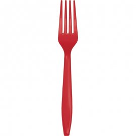 24 TENEDORES PLASTICO PREMIUM CLASSIC RED