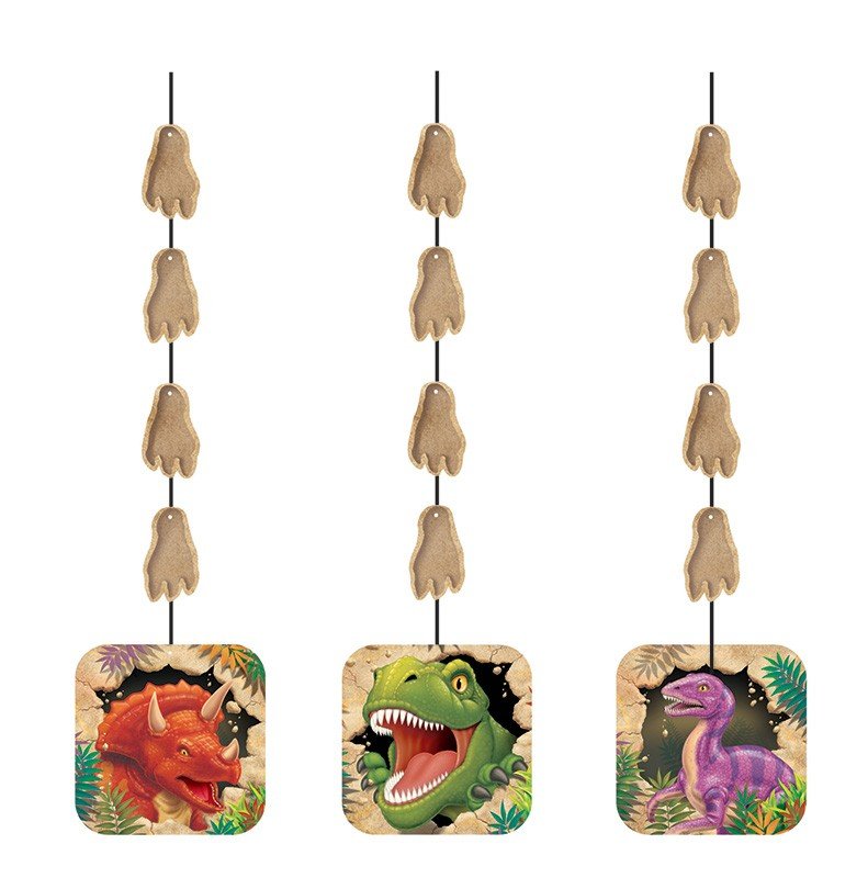 3 DECORAZIONI DA APPENDERE 91 CM JURASSIC DINO