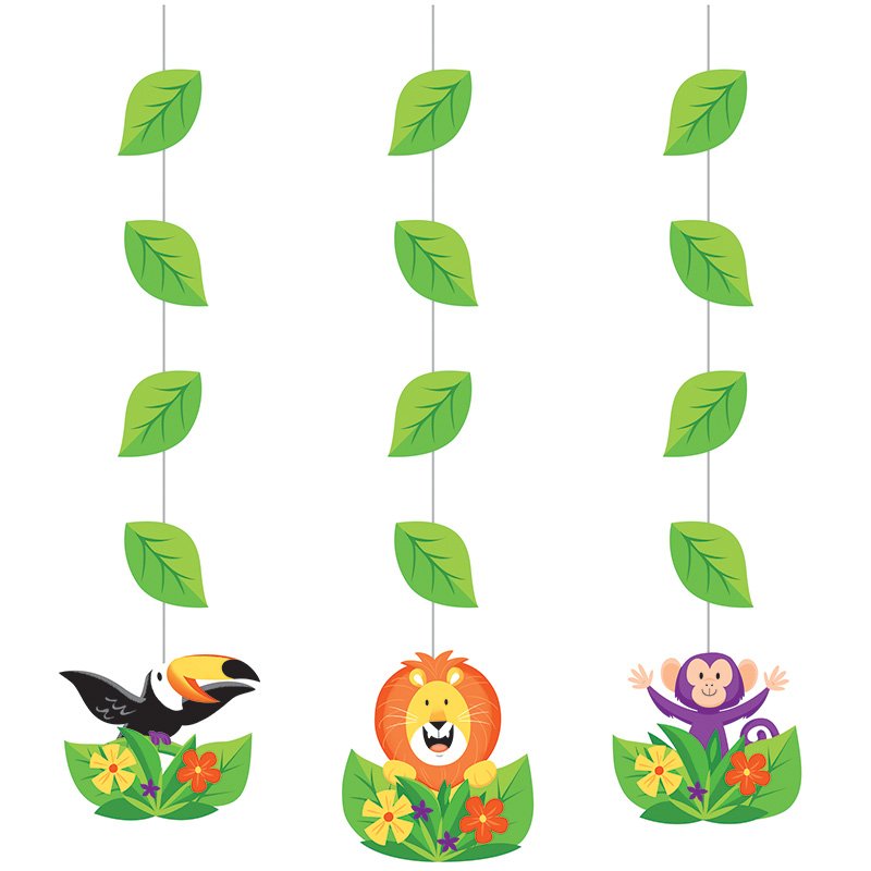 3 décorations suspendues sur le thème du safari dans la jungle
