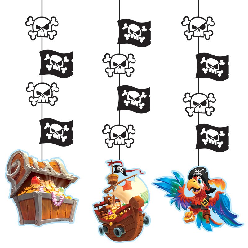 3 decorazioni sospese per la festa dei pirati