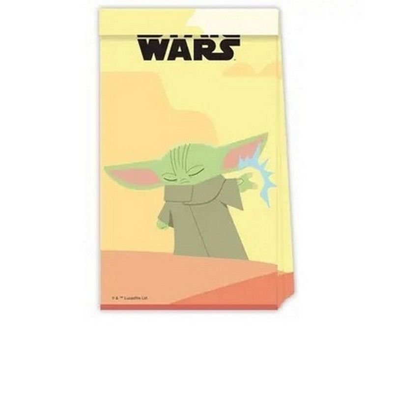 4 SACCHETTI DI CARTA MANDALORIAN STAR WARS