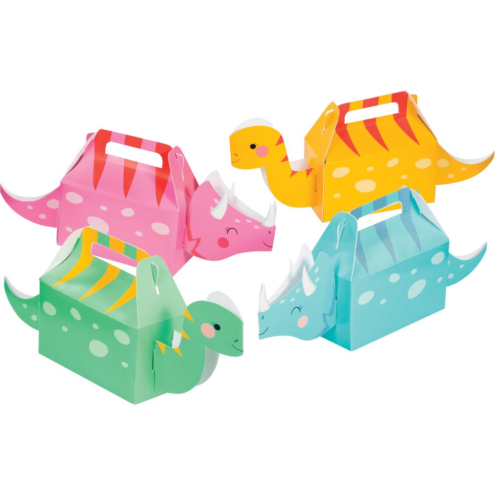 4 scatole per feste a tema dinosauri 3D