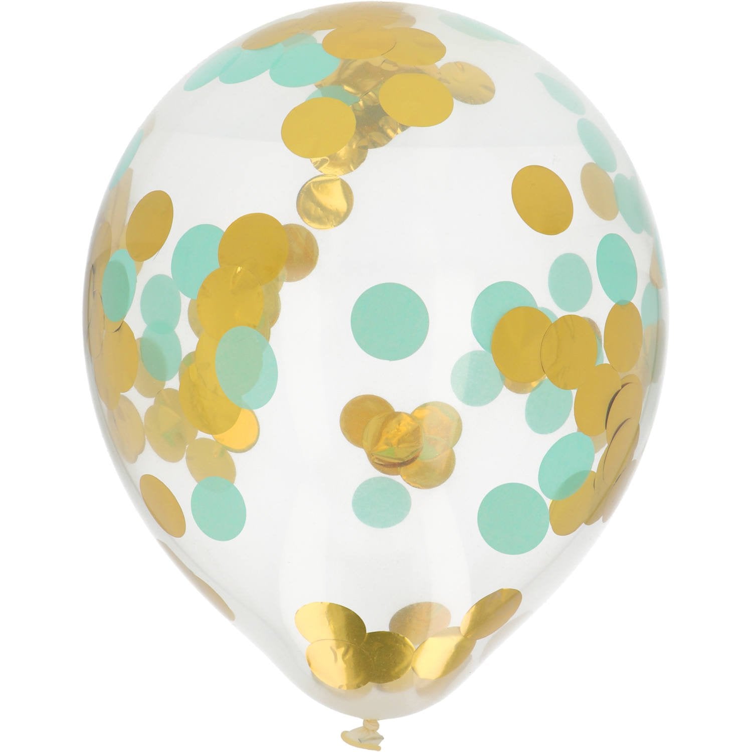 4 ballons à confettis or et menthe de 30 cm