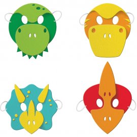 4 masques de fête de dinosaures en mousse