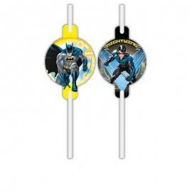 4 pailles en papier Batman