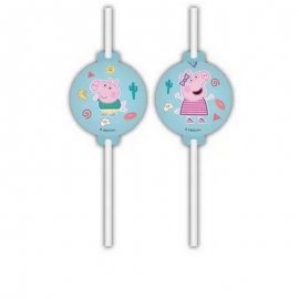 4 pailles en papier Peppa Pig
