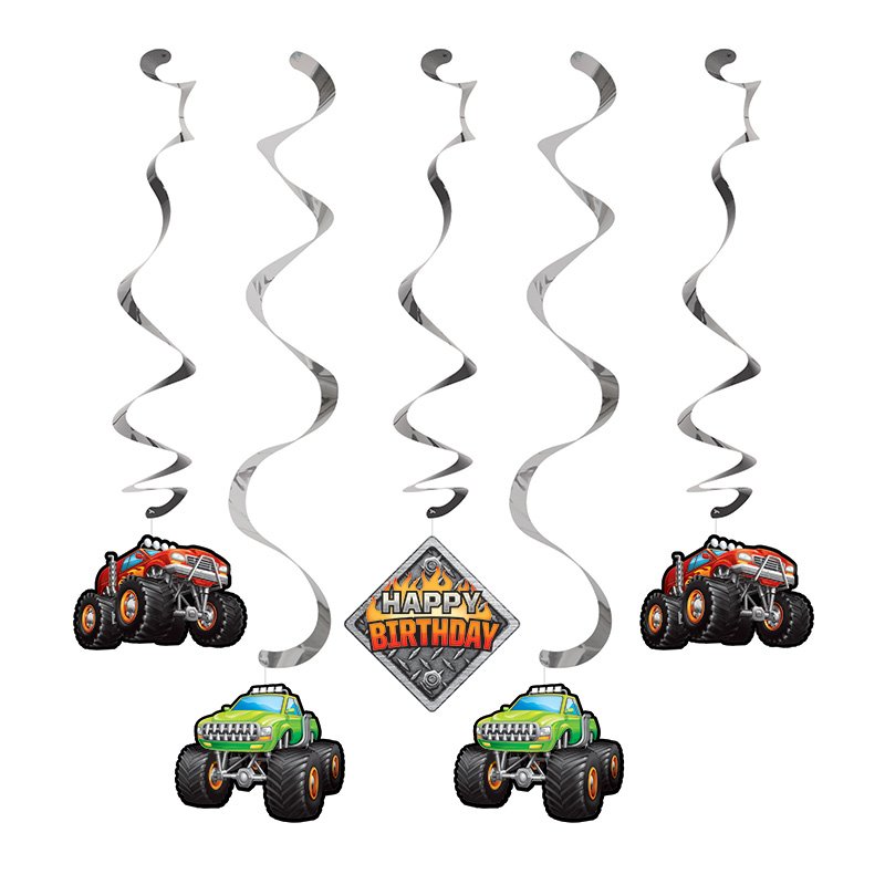 5 décorations suspendues pour rallye de Monster Trucks