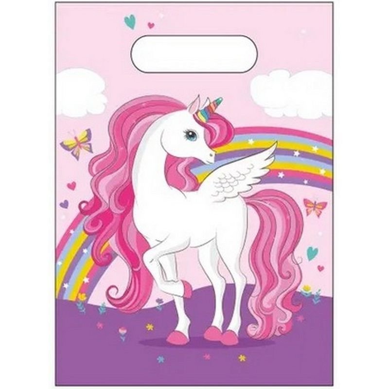 6 SACS Licorne Couleurs Arc-en-ciel