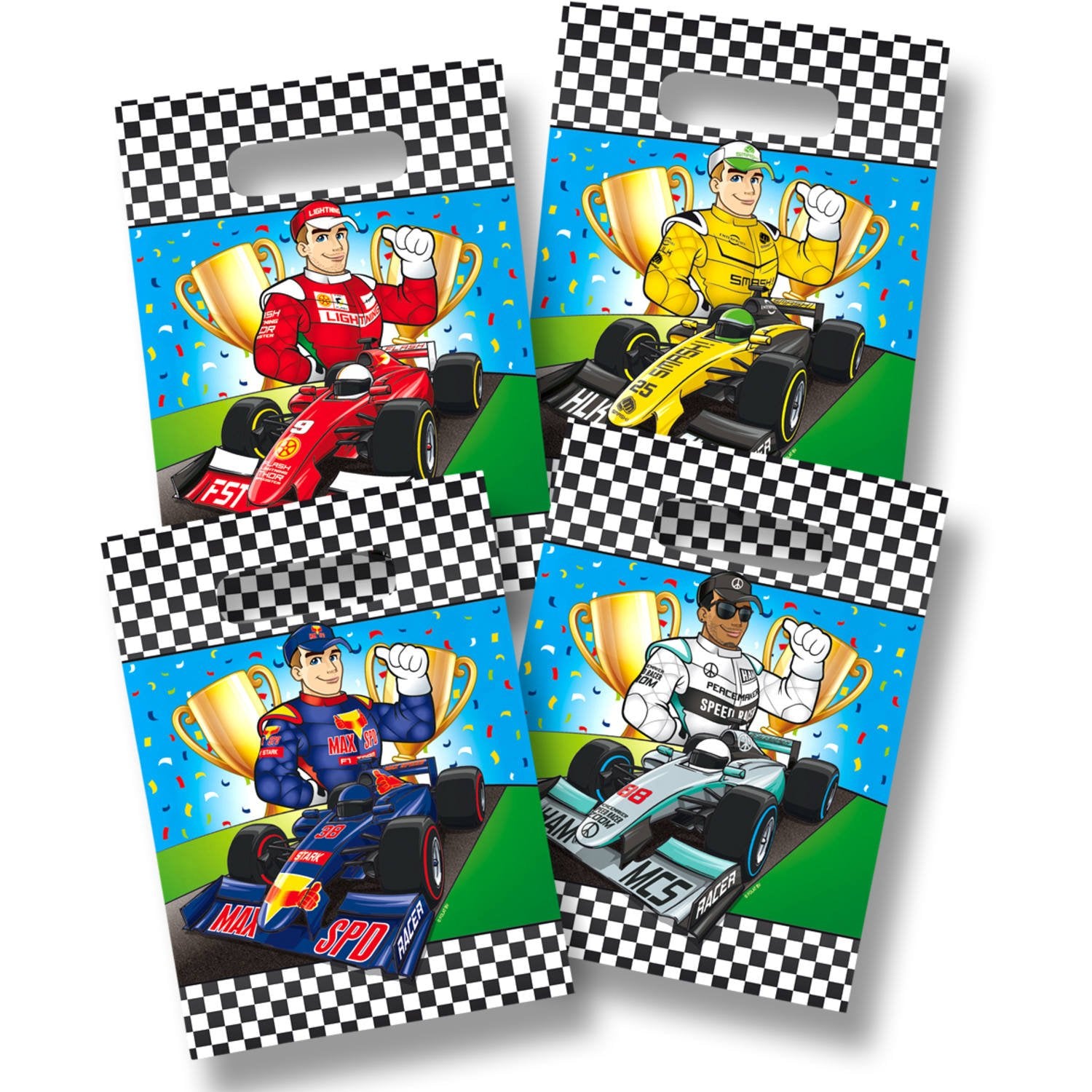 8 sacs cadeaux Formule 1 mesurant 29 x 18 cm