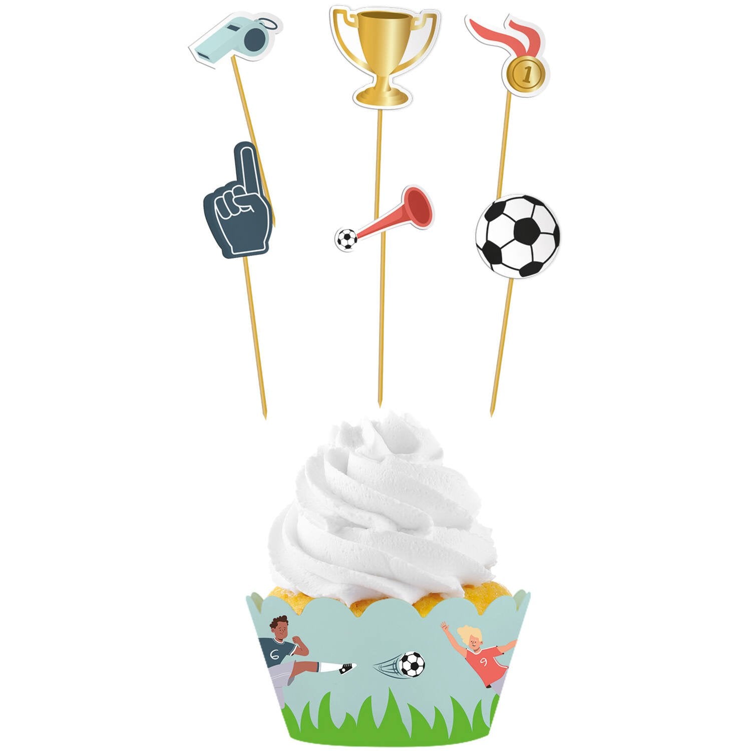 6 décorations pour cupcakes sur le thème du football