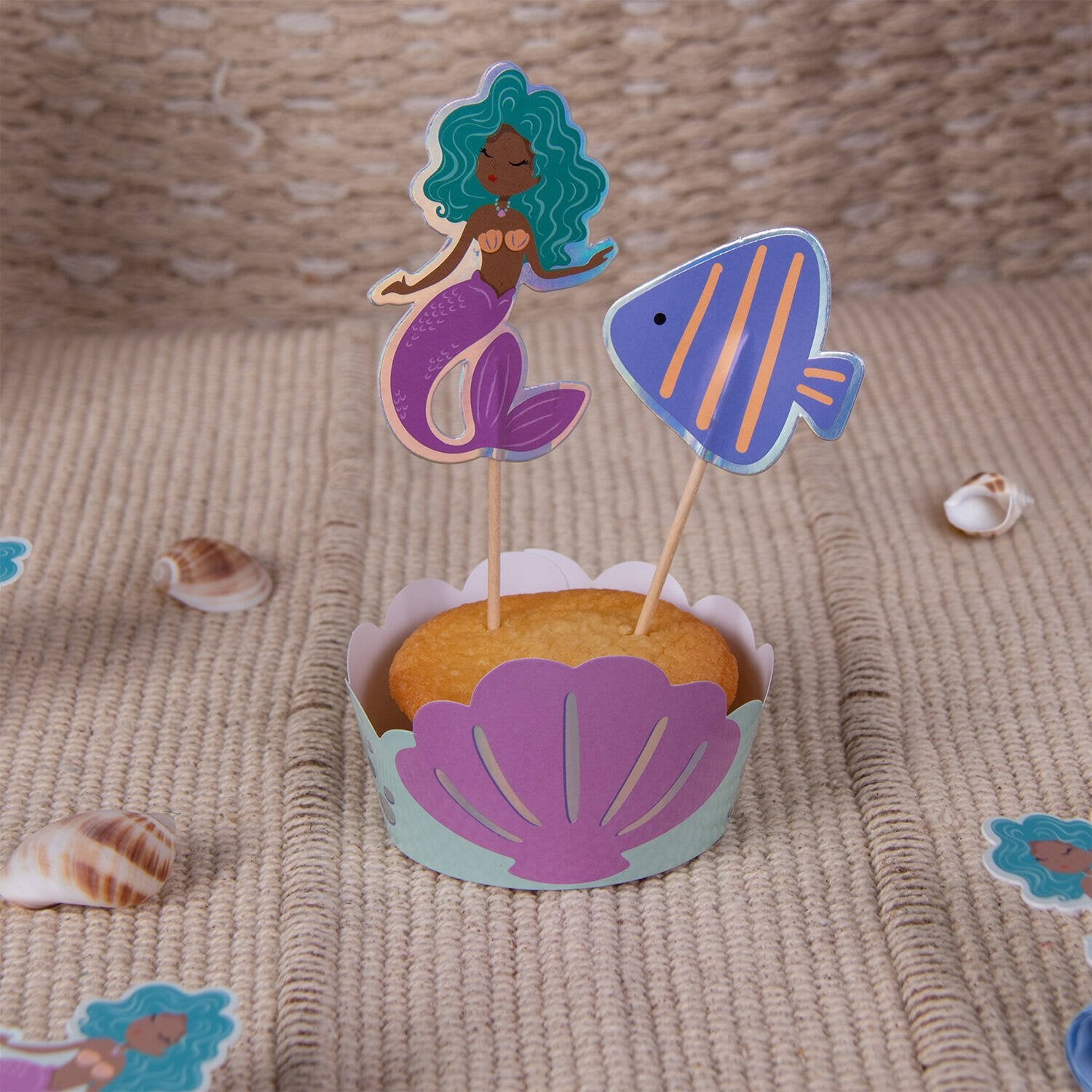 6 décorations pour cupcakes sur le thème de la magie des sirènes