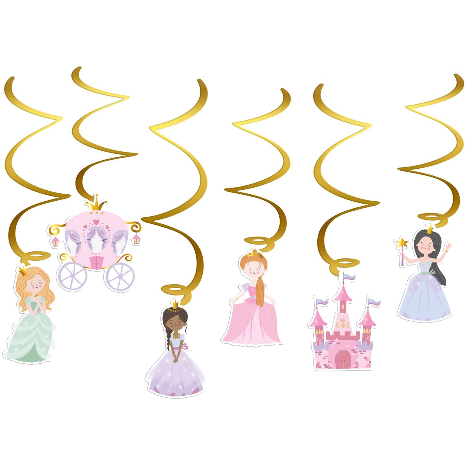 6 décorations suspendues de princesse
