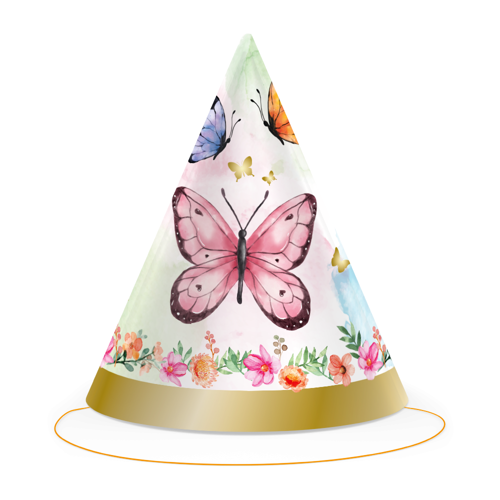 6 chapeaux de fête papillons