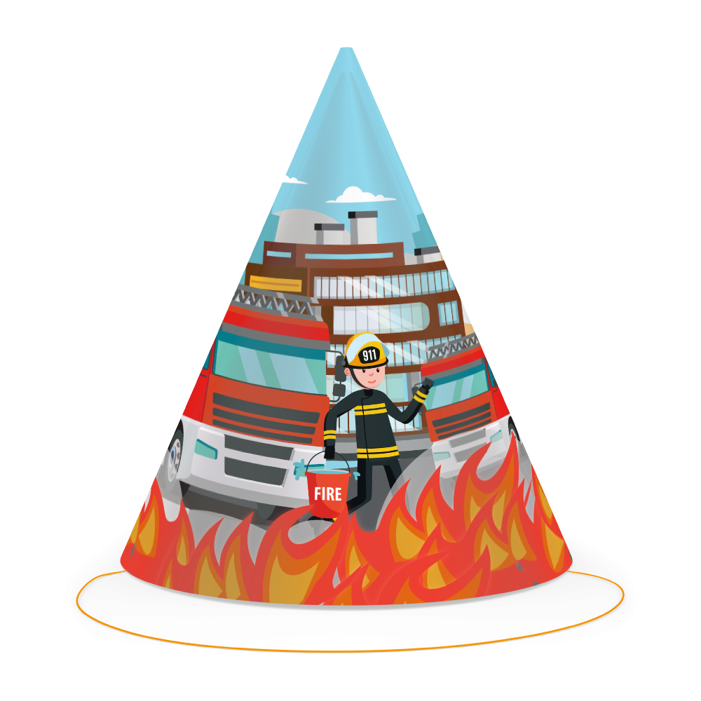 6 chapeaux de pompier enflammés