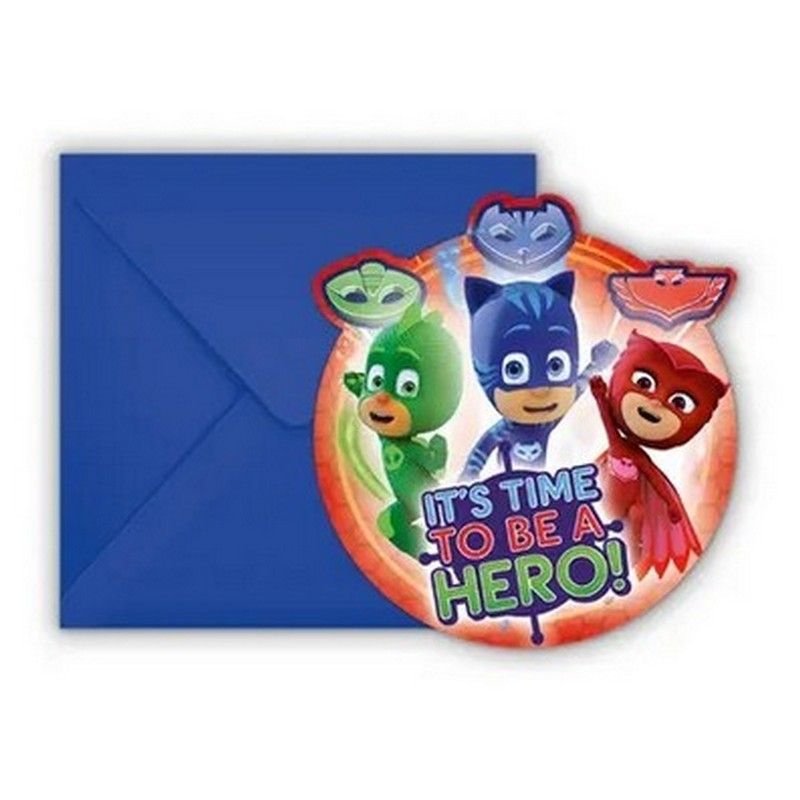 6 INVITATIONS PJ MASKS