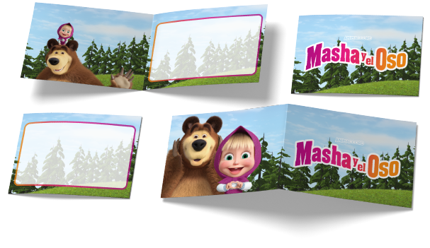 6 invitations Masha et Michka 240 x 80 mm