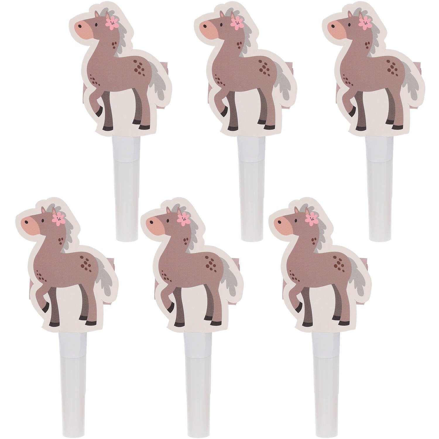 6 sifflets de fête en forme de cheval