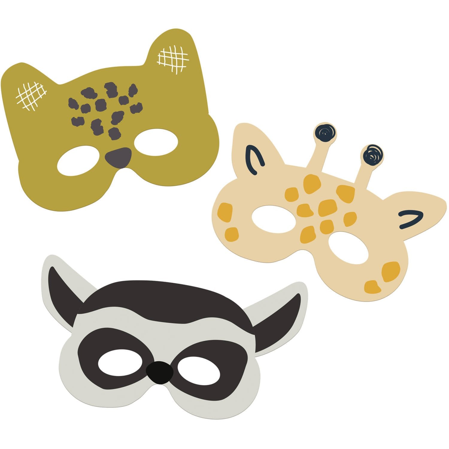 6 masques d'animaux du zoo