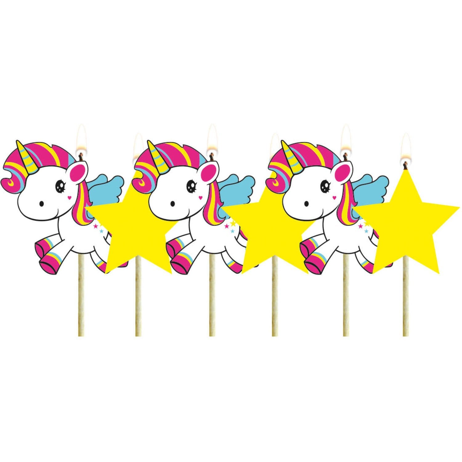 6 bougies licorne 6 x 3 cm