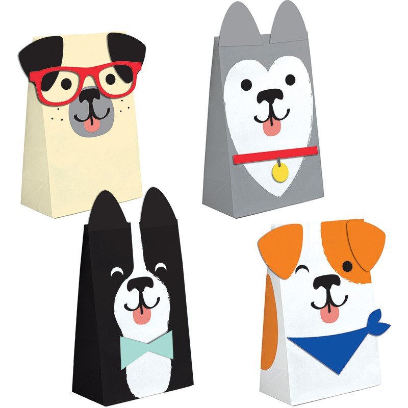 8 sacs en papier pour les fêtes de chiens