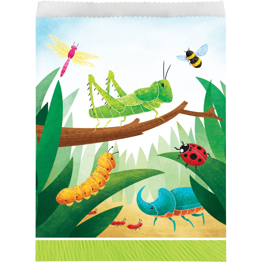 8 sacchetti di carta a forma di insetti di compleanno