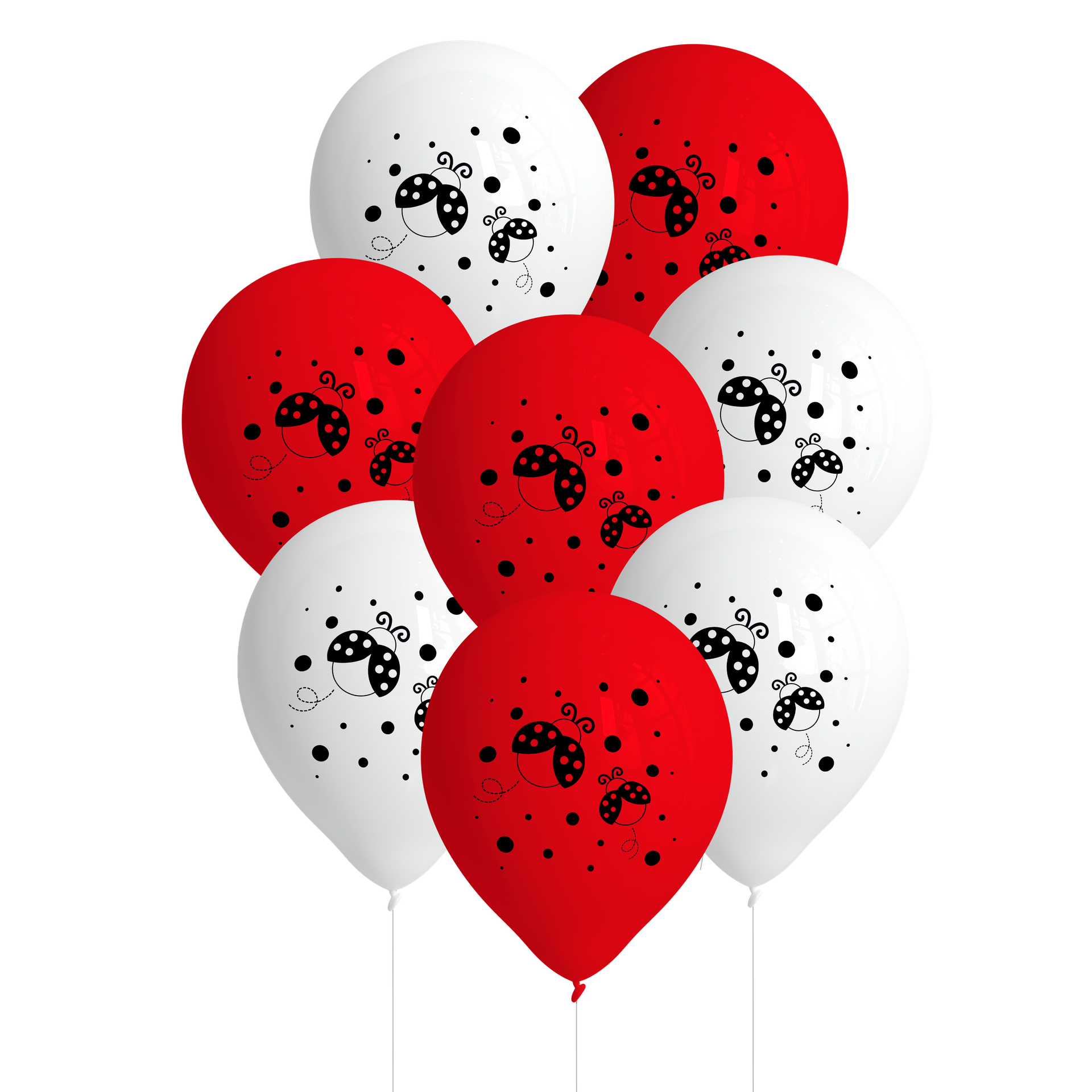 8 BALLONS EN LATEX COCCINELLE 27 CM