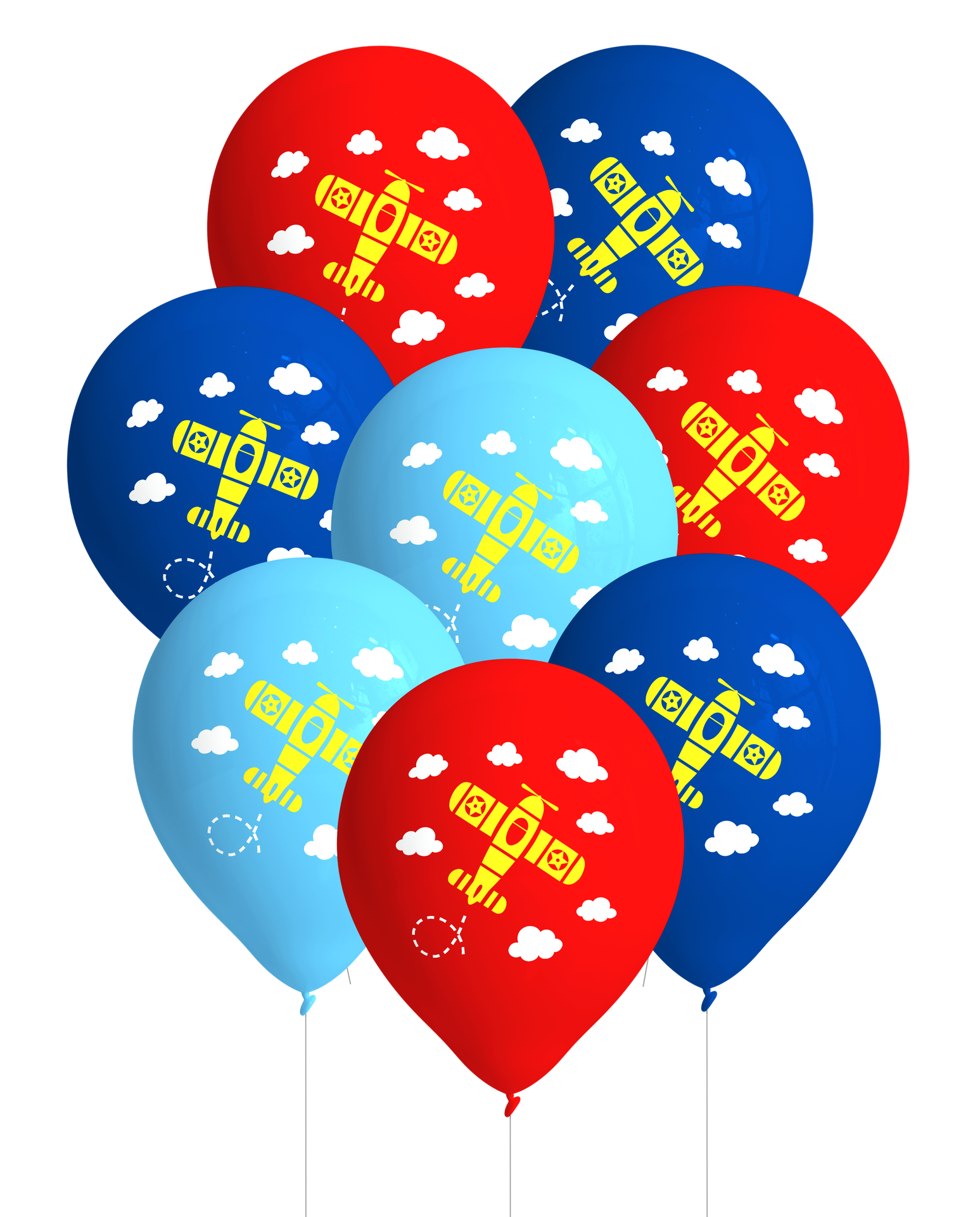 8 BALLONS EN LATEX 27 CM PETIT AVION