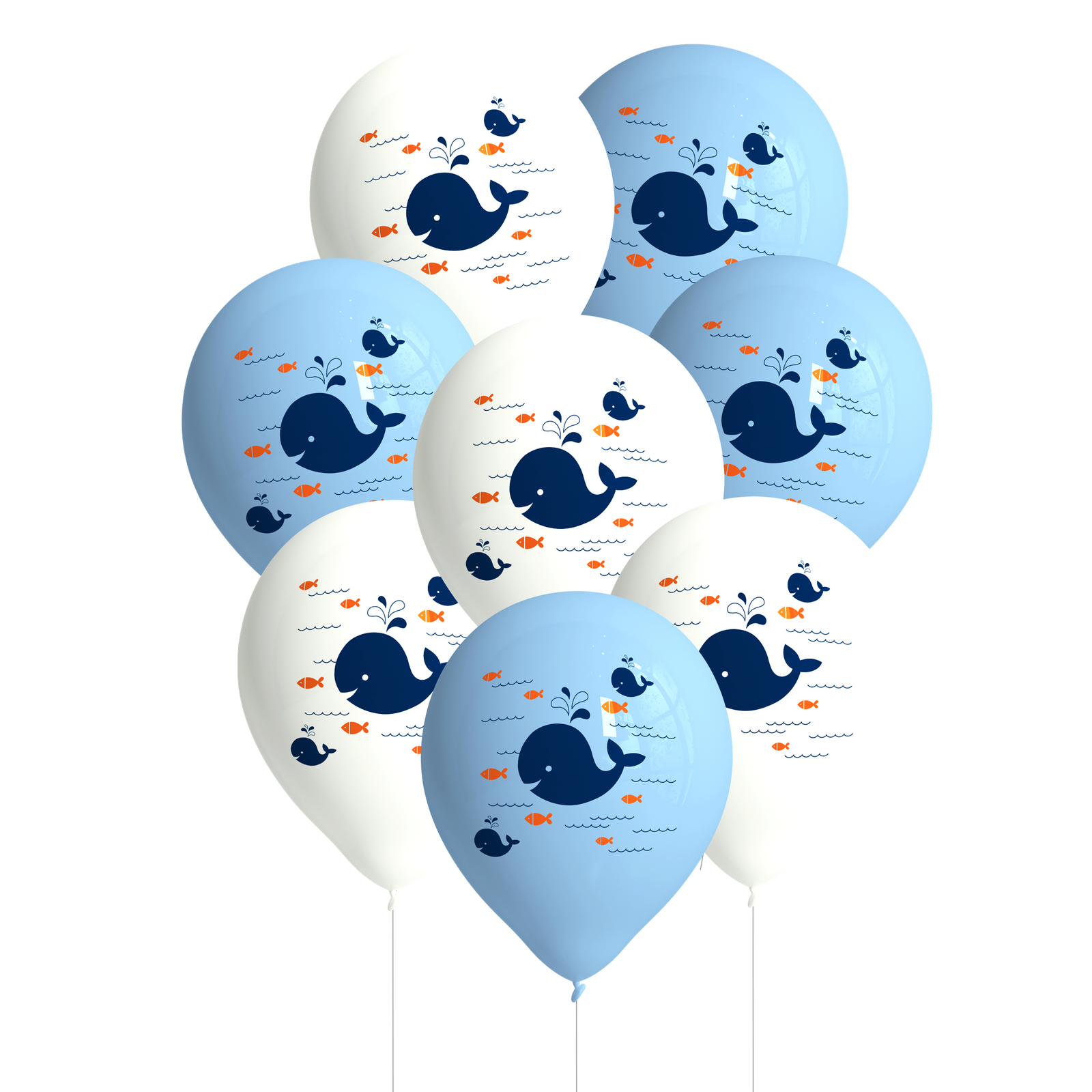 8 BALLONS EN LATEX 27 CM PETITE BALEINE