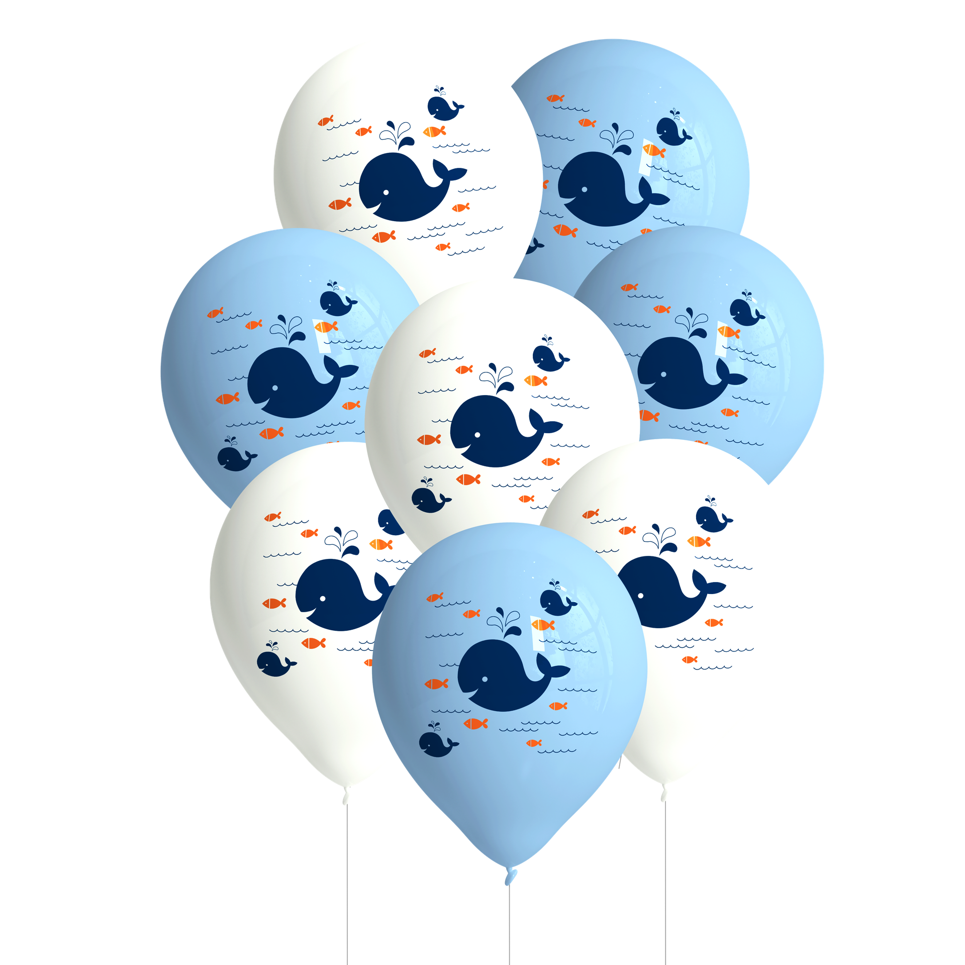 8 BALLONS EN LATEX 27 CM PETITE BALEINE