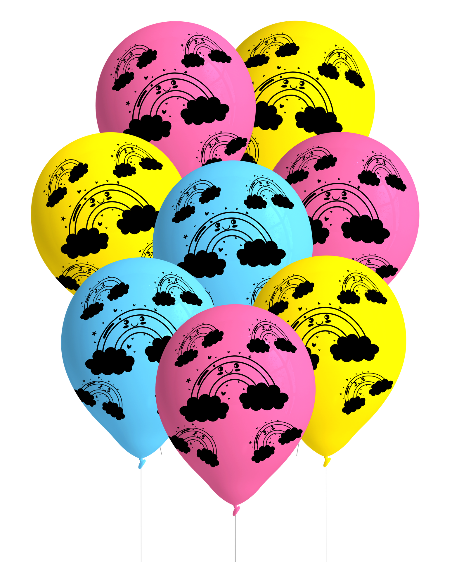 8 BALLONS DE FÊTE ARC-EN-CIEL 27 CM
