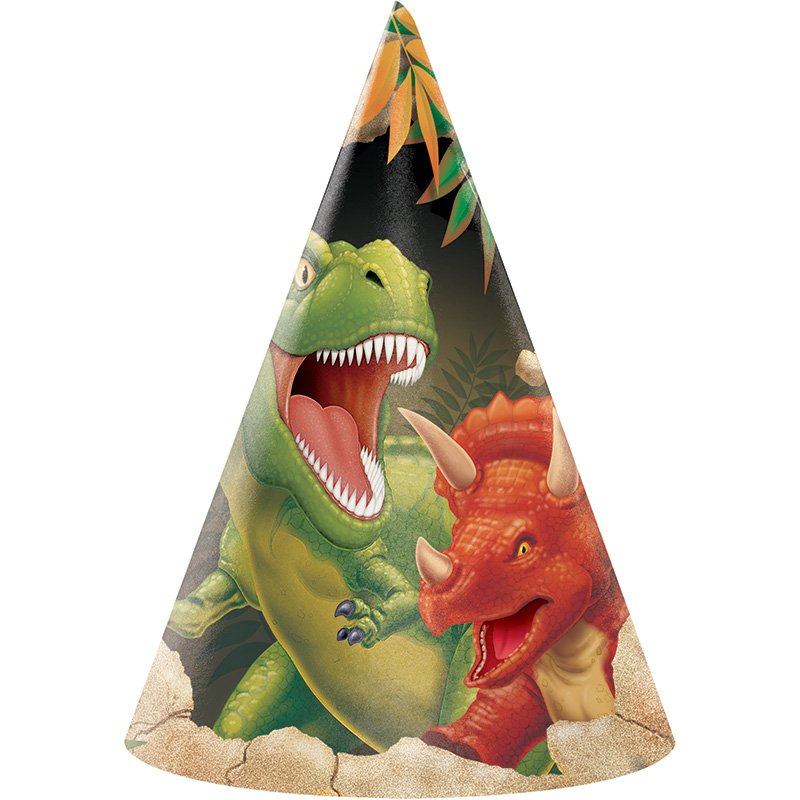 8 chapeaux coniques de dinosaures jurassiques