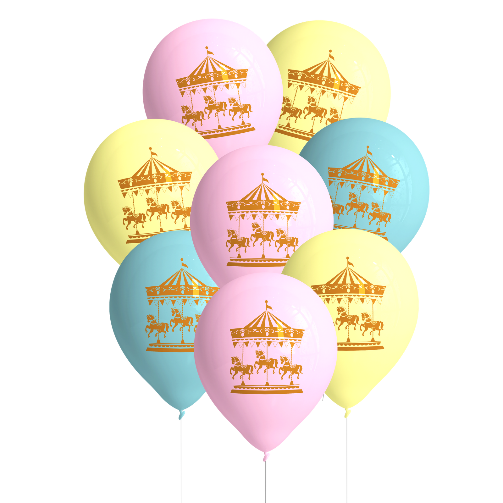 Carrousel de 8 ballons en latex de 27 cm