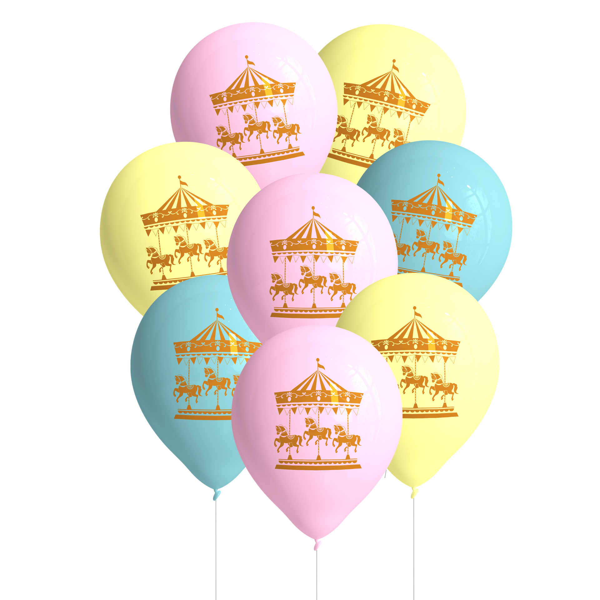 Carrousel de 8 ballons en latex de 27 cm