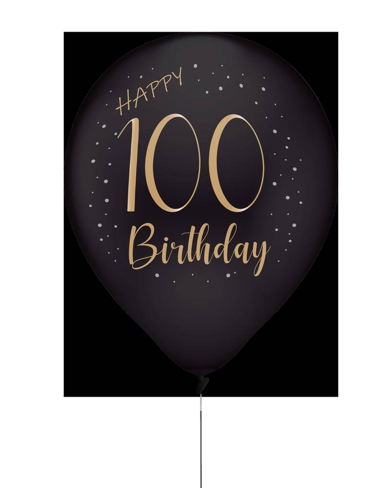 8 élégants ballons en latex noir pour 100 ans