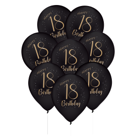 8 élégants ballons en latex noir pour 18 ans