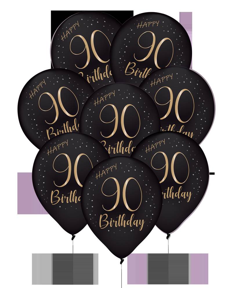 8 élégants ballons en latex noir pour 90 ans