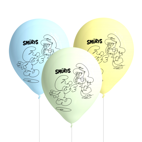 8 ballons en latex Schtroumpfs