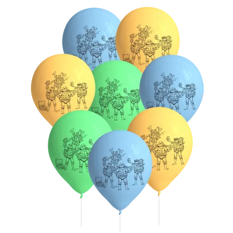 8 Globos Latex Tortugas Ninja