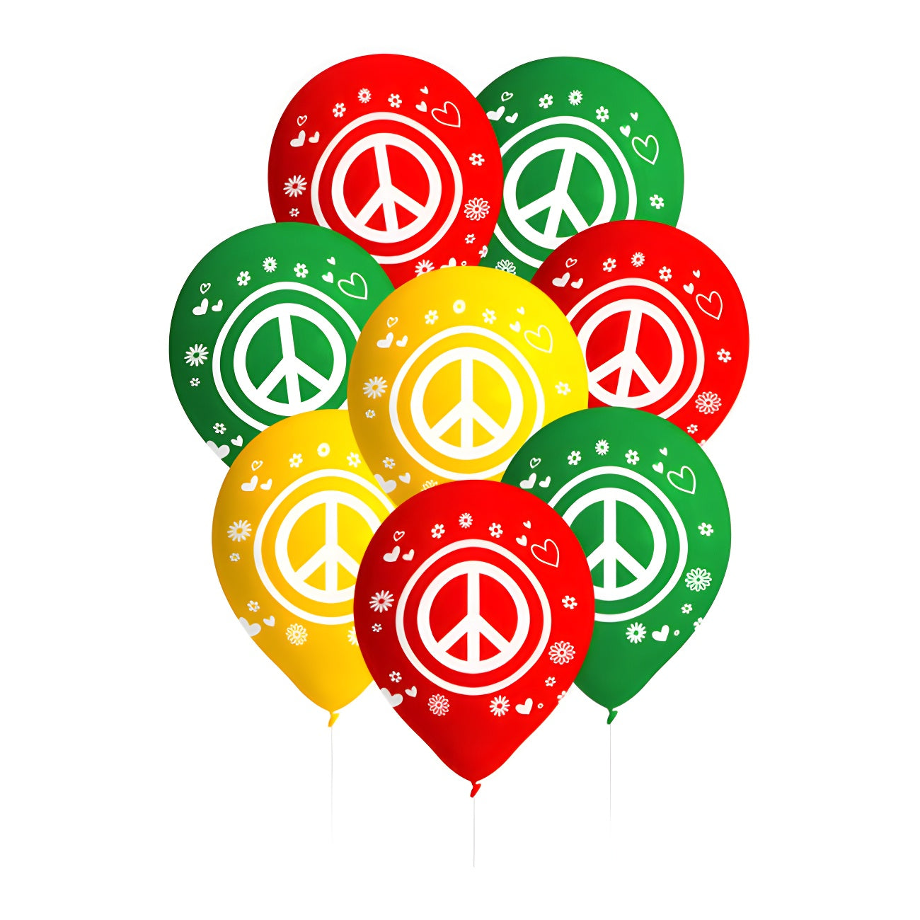 8 ballons en latex hippies