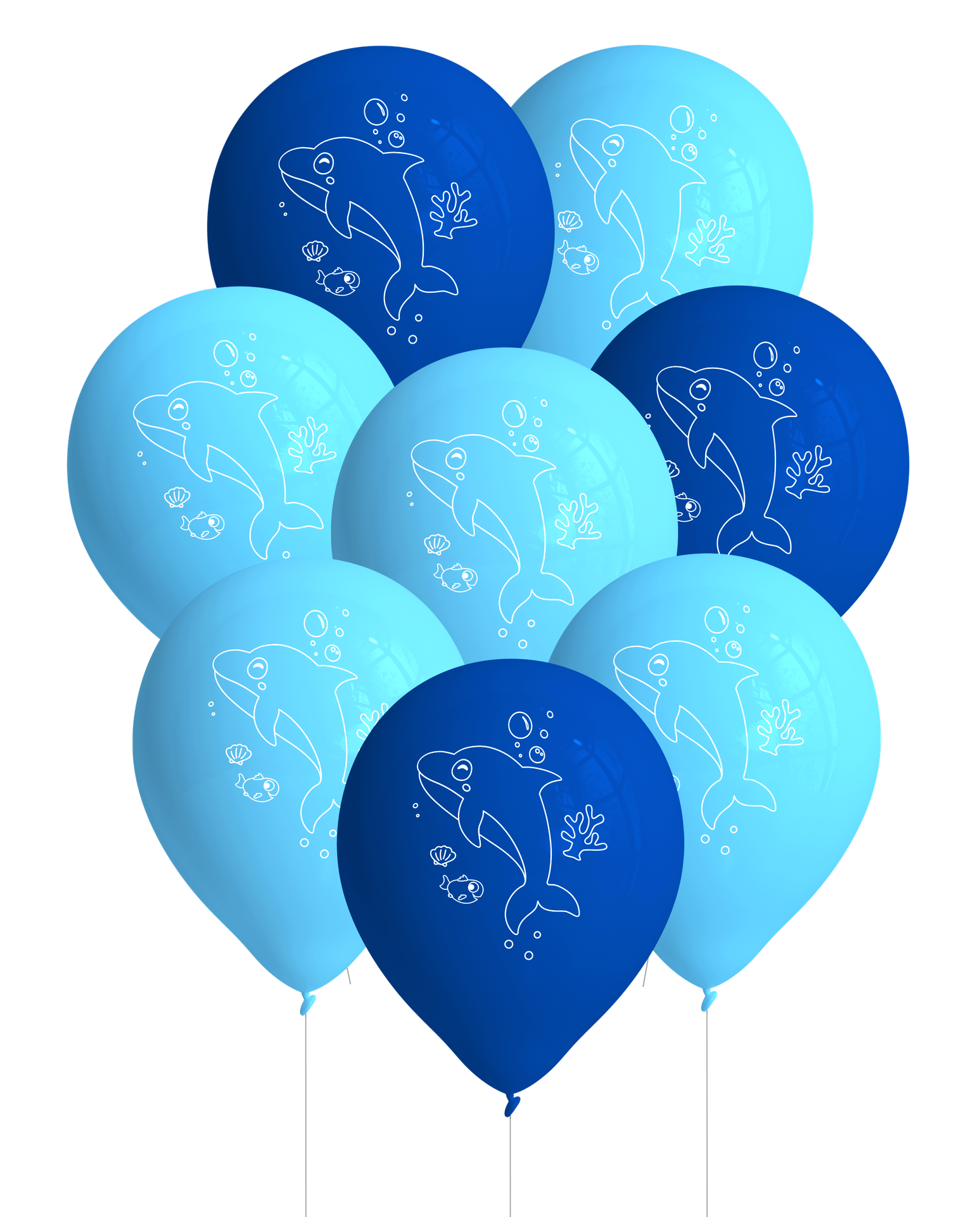 8 ballons de fête sur le thème de l'océan