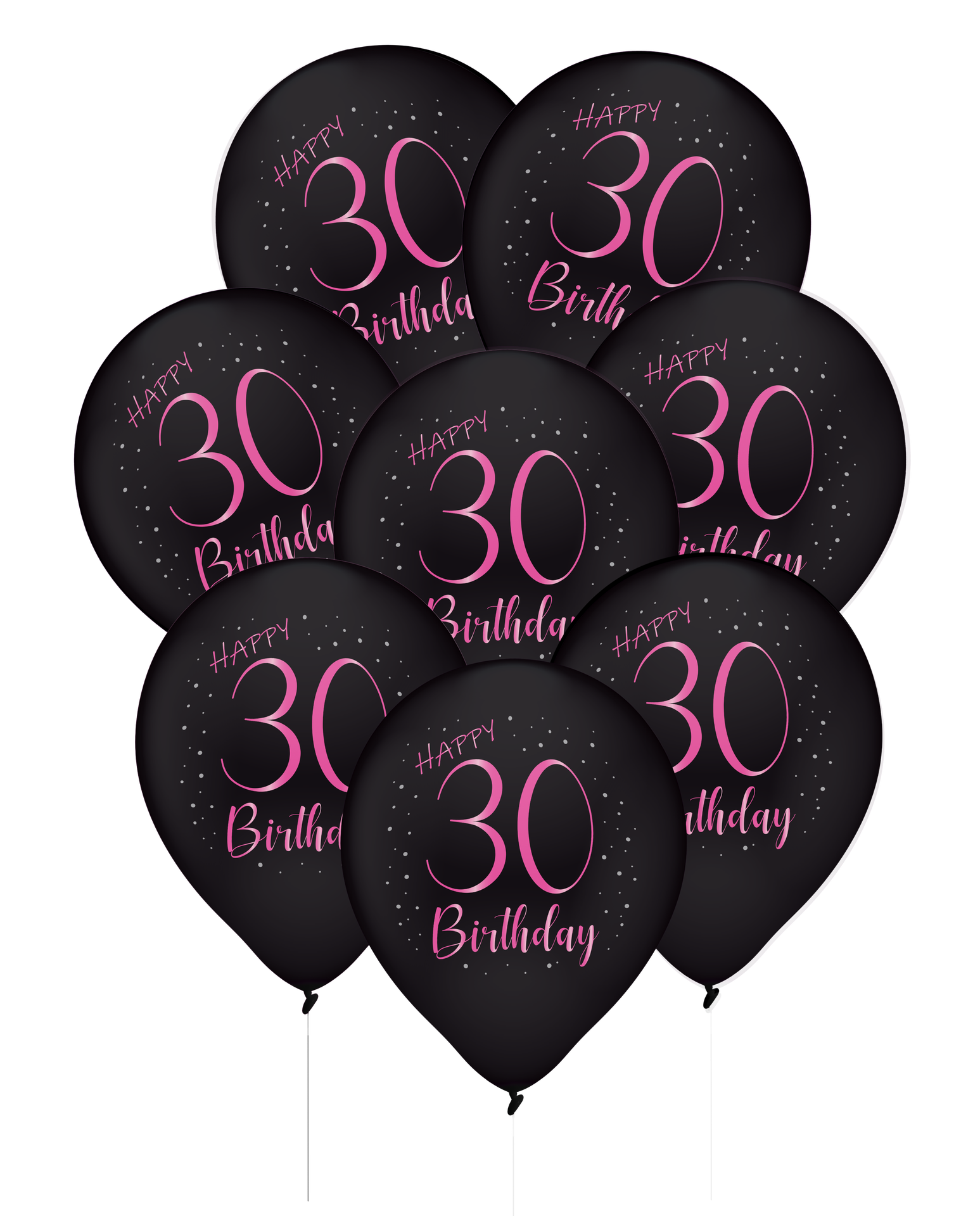 8 ballons en latex roses élégants pour un 30e anniversaire