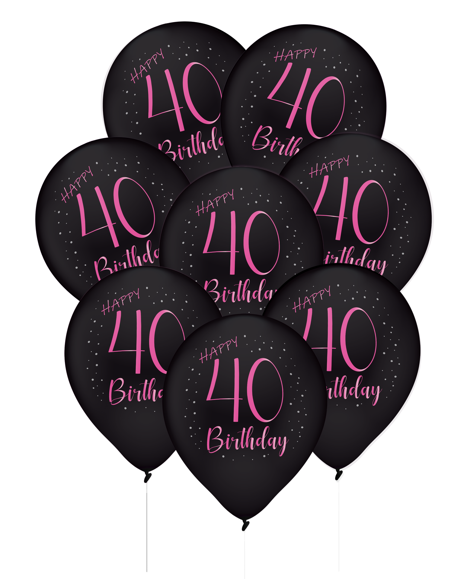 8 ballons en latex roses élégants pour un 40e anniversaire