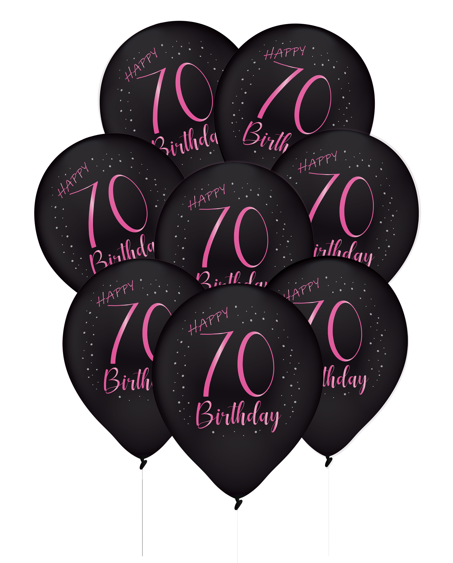8 ballons en latex roses élégants pour un 70e anniversaire