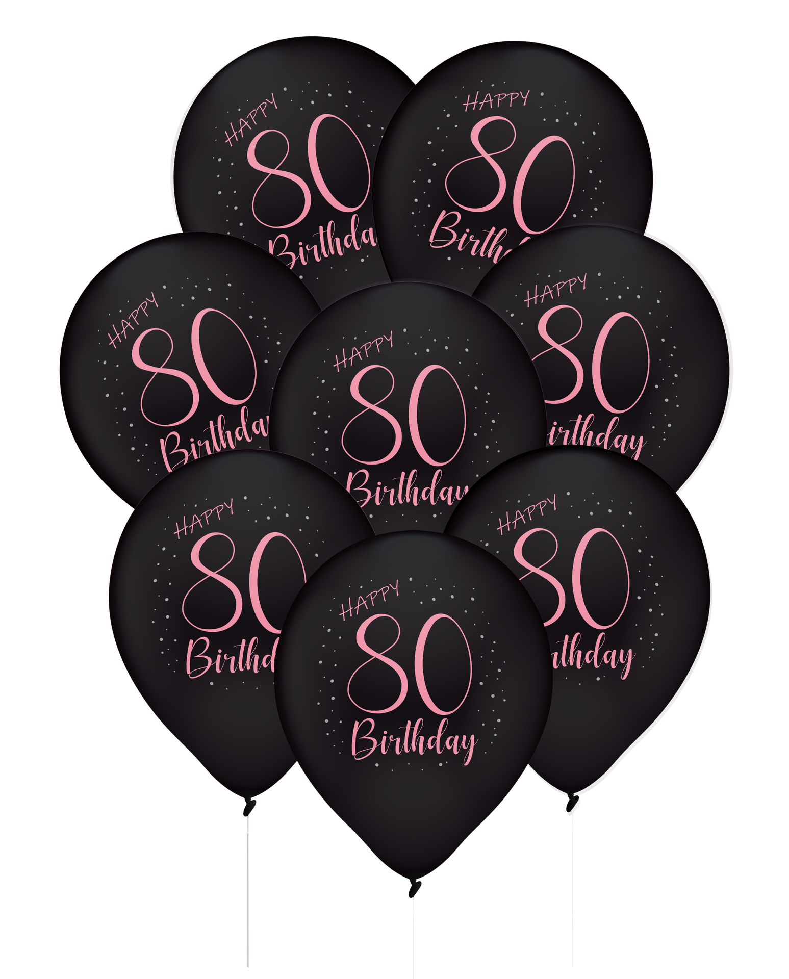 8 ballons en latex roses élégants pour un 80e anniversaire