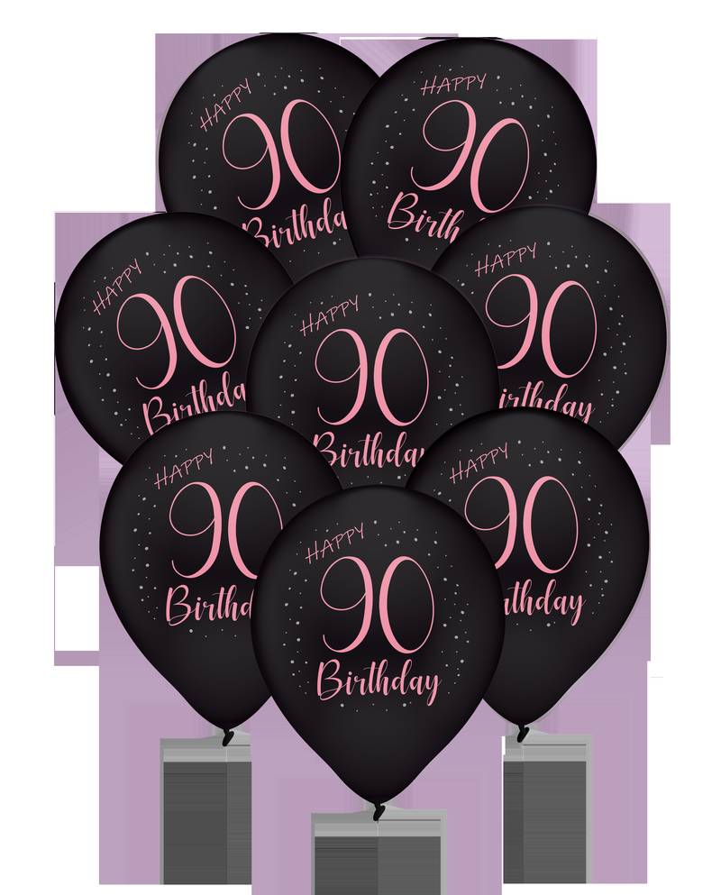 8 ballons en latex roses élégants pour un 90e anniversaire