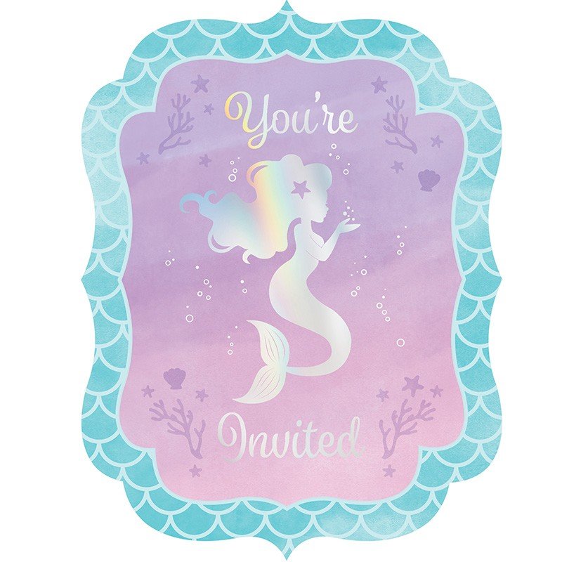 8 invitations Sirène Brillant